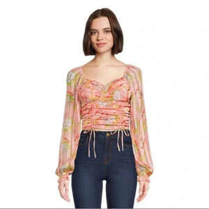 Madden NYC Junior's Ruched Front Top with Sheering & Bra Cup Size XL